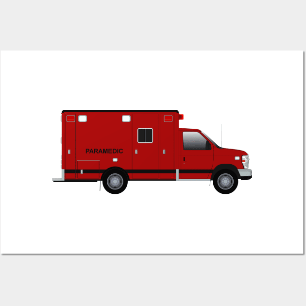 Dark Red Ambulance Wall Art by BassFishin